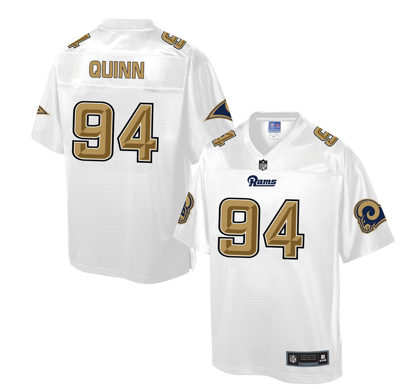 Mens Los Angeles Rams #94 Quinn White Gold Collection Jersey