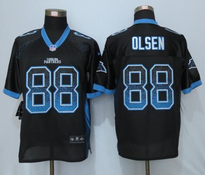 NEW Nike Carolina Panthers 88 Olsen Drift Fashion Black Elite Jerseys