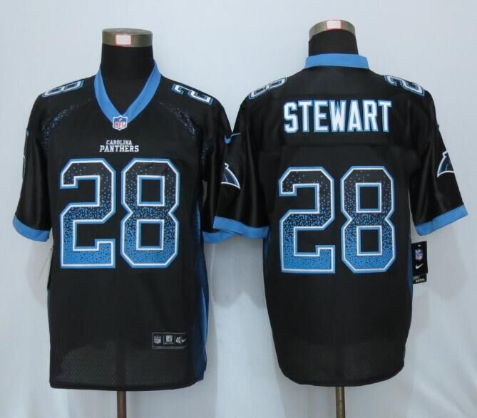 NEW Nike Carolina Panthers 28 Stewart Drift Fashion Black Elite Jerseys