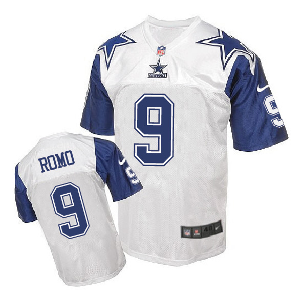 Nike NFL Dallas Cowboys #9 Romo White Throwback Jersey