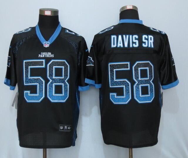 NEW Nike Carolina Panthers 58 Davis sr Drift Fashion Black Elite Jerseys