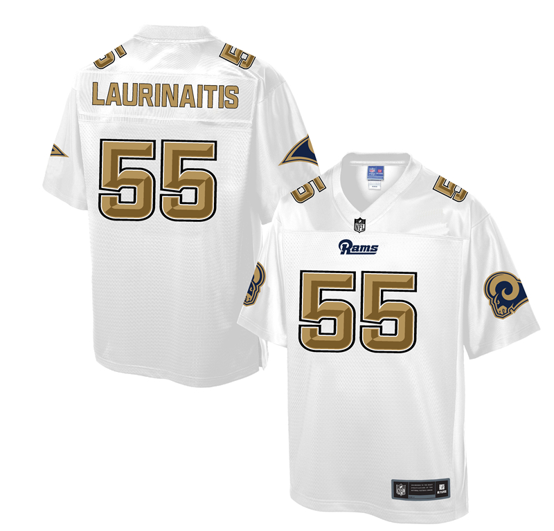 Mens Los Angeles Rams #55 Laurinaitis White Gold Collection Jersey