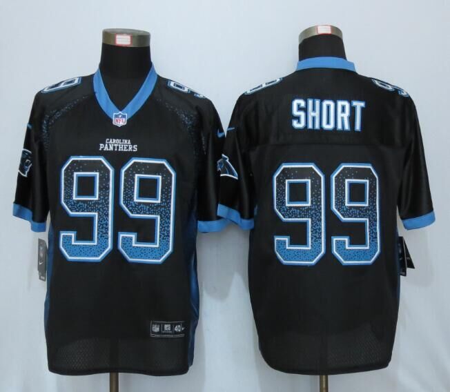 NEW Nike Carolina Panthers 99 Short Drift Fashion Black Elite Jerseys