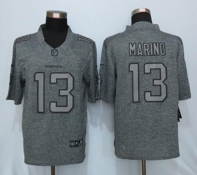 New Nike Miami Dolphins 13 Marino Gray Mens Stitched Gridiron Gray Limited Jersey