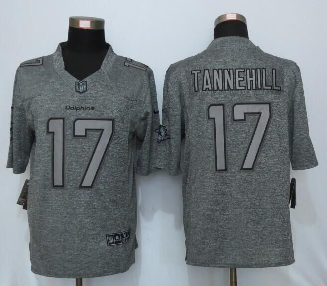 New Nike Miami Dolphins 17 Tannehill Gray Mens Stitched Gridiron Gray Limited Jersey