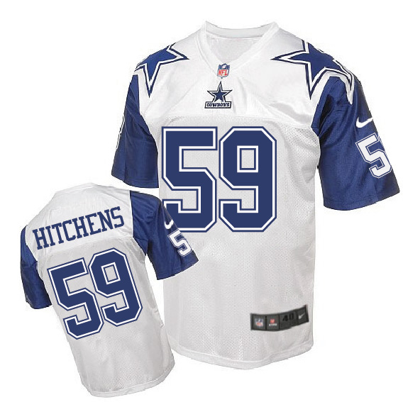 Nike NFL Dallas Cowboys #59 Hitchens White Throwback Jersey