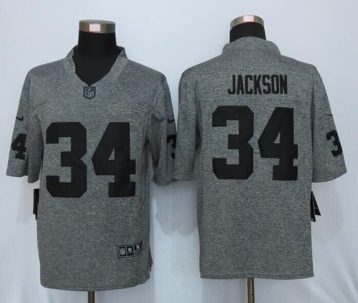 New Nike Oakland Raiders 34 Jackson Gray Mens Stitched Gridiron Gray Limited Jersey