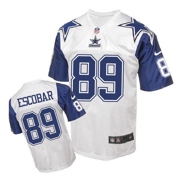 Nike NFL Dallas Cowboys #89 Escobar White Throwback Jersey