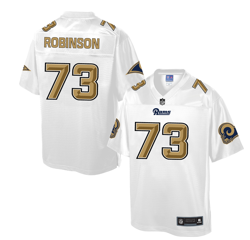 Mens Los Angeles Rams #73 Robinson White Gold Collection Jersey