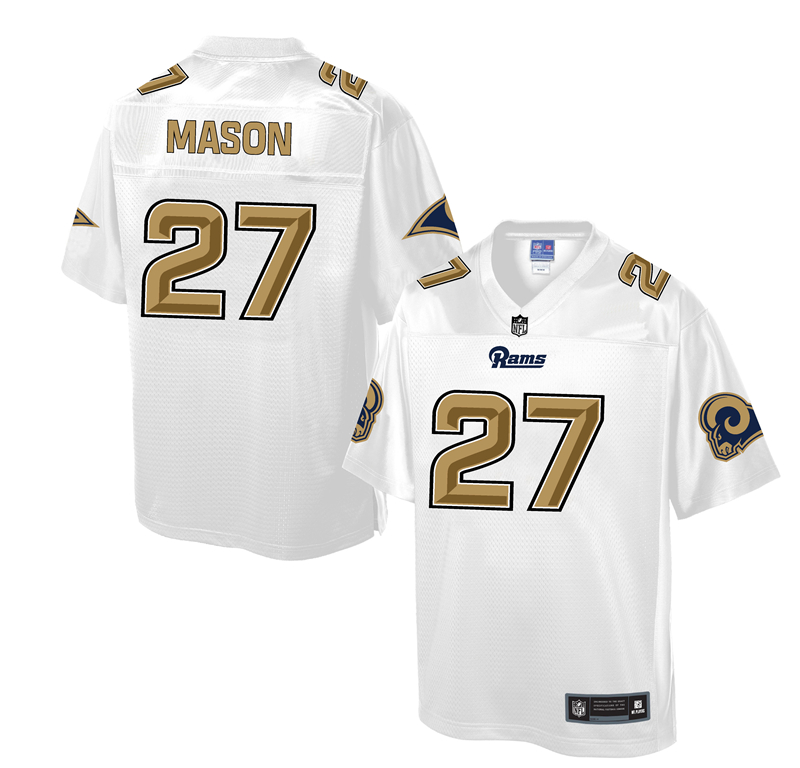 Mens Los Angeles Rams #27 Mason White Gold Collection Jersey