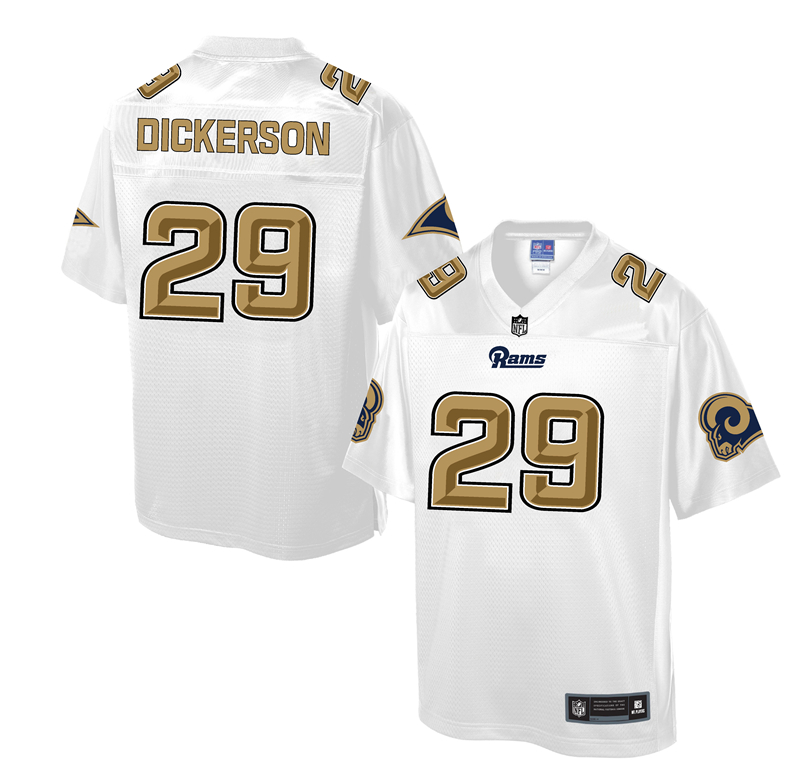 Mens Los Angeles Rams #29 Dickerson White Gold Collection Jersey