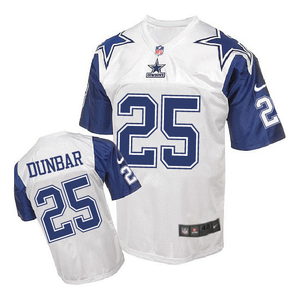 Nike NFL Dallas Cowboys #25 Dunbar White Throwback Jersey