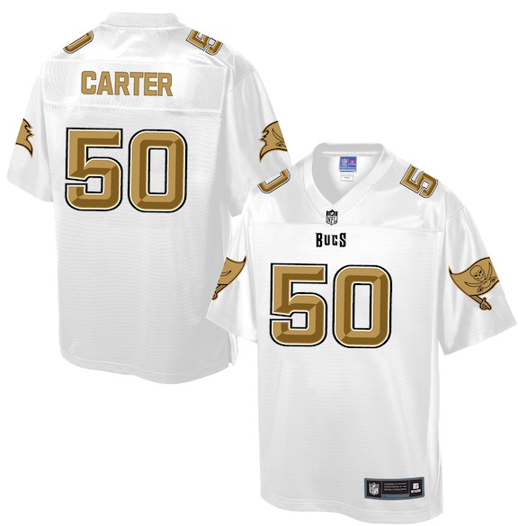 Mens NFL Tampa Bay Buccaneers #50 Carter White Gold Collection Jersey