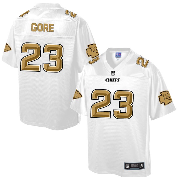 Mens NFL Kansas City Chiefs #23 Gore White Gold Collection Jersey