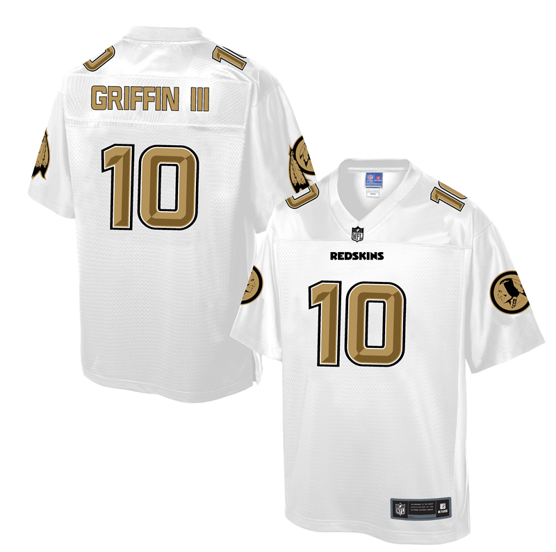 Mens NFL Washington Redskins #10 Griffin III White Gold Collection Jersey