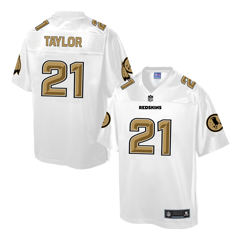 Mens NFL Washington Redskins #21 Taylor White Gold Collection Jersey