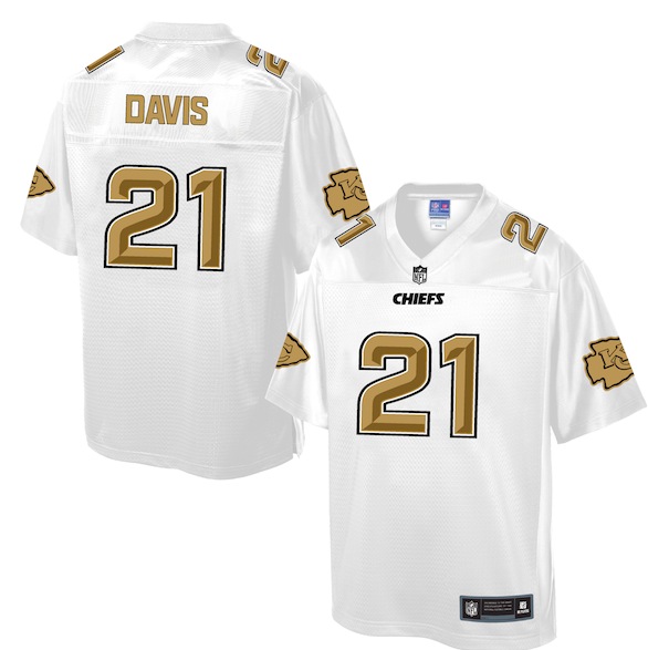 Mens NFL Kansas City Chiefs #21 Davis White Gold Collection Jersey