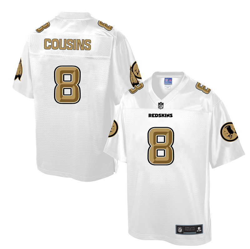 Mens NFL Washington Redskins #8 Cousins White Gold Collection Jersey