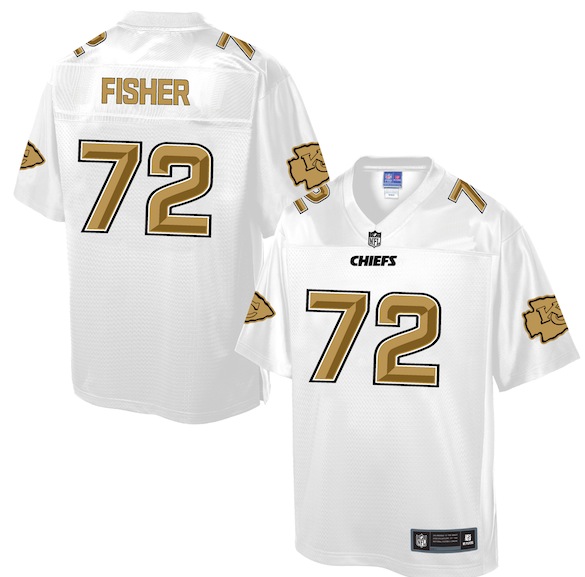 Mens NFL Kansas City Chiefs #72 Fisher White Gold Collection Jersey