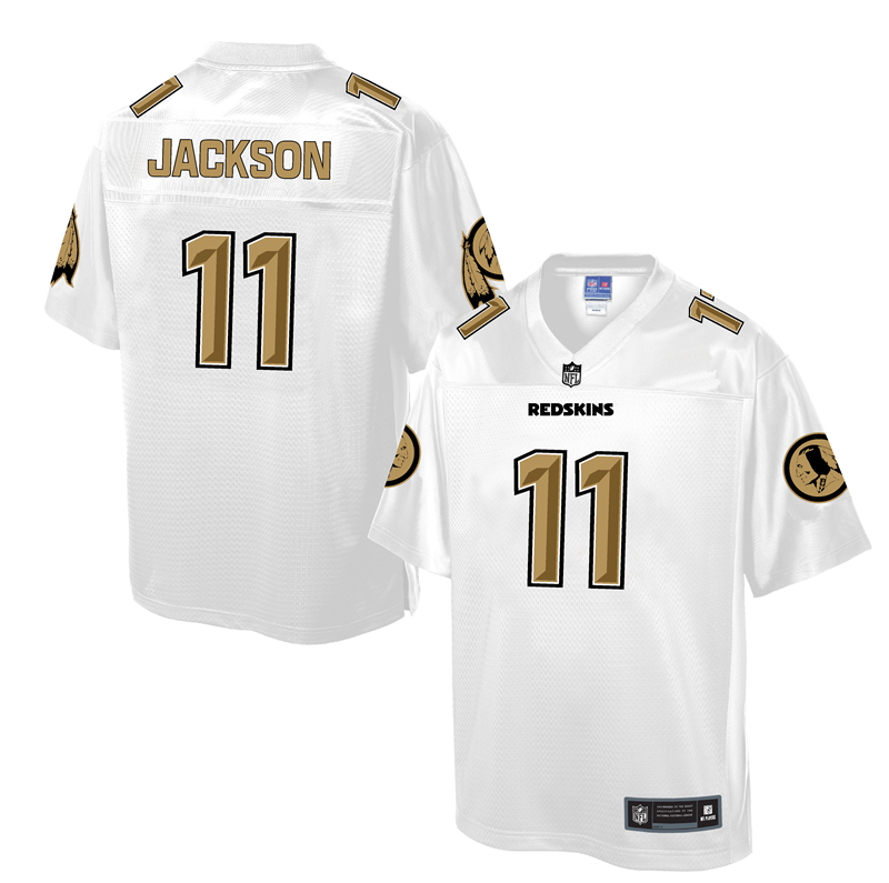 Mens NFL Washington Redskins #11 Jackson White Gold Collection Jersey