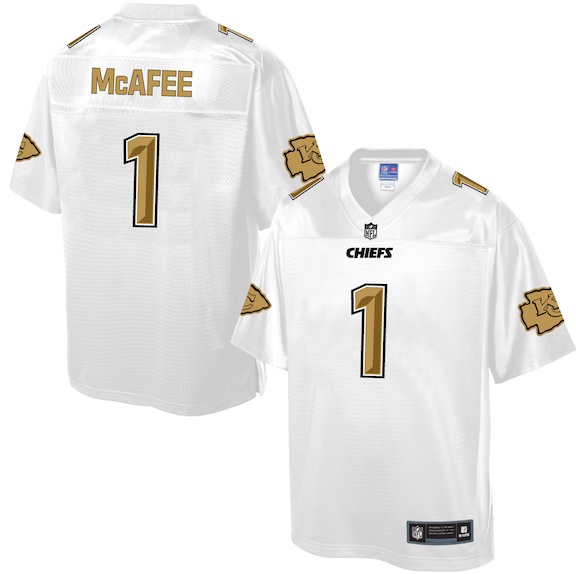 Mens NFL Kansas City Chiefs #1 McAfee White Gold Collection Jersey