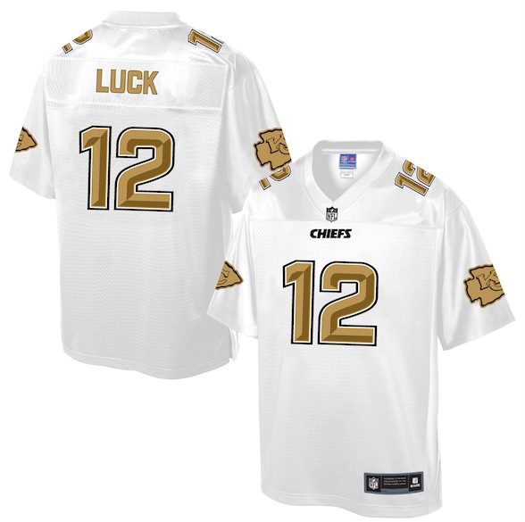 Mens NFL Kansas City Chiefs #12 Luck White Gold Collection Jersey