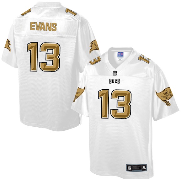 Mens NFL Tampa Bay Buccaneers #13 Evans White Gold Collection Jersey