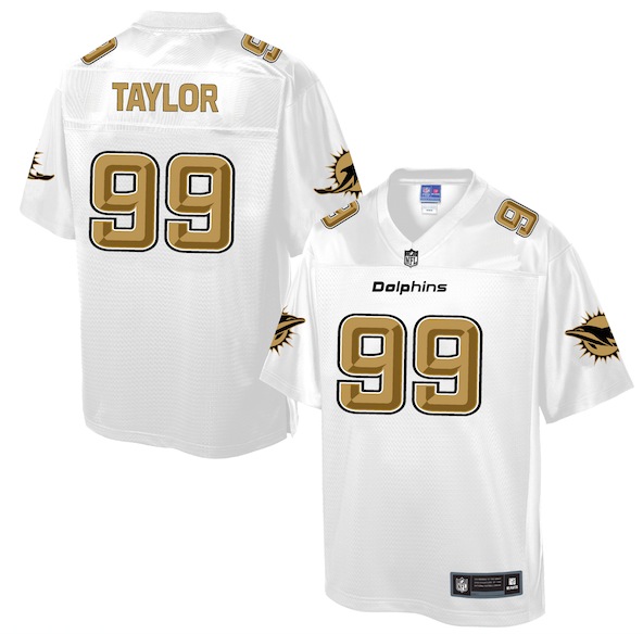 Mens NFL Miami Dolphins #99 Taylor White Gold Collection Jersey