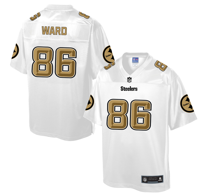 Mens NFL Pittsburgh Steelers #86 Ward White Gold Collection Jersey