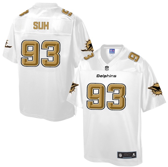 Mens NFL Miami Dolphins #93 Suh White Gold Collection Jersey
