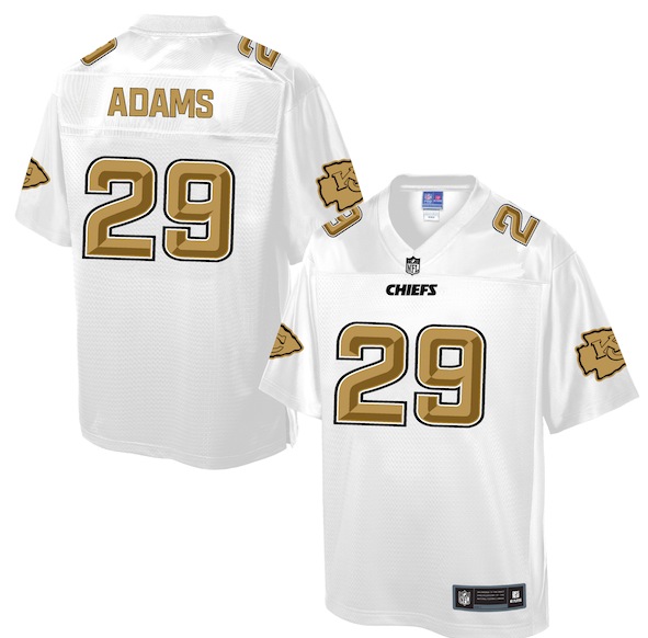 Mens NFL Kansas City Chiefs #29 Adams White Gold Collection Jersey