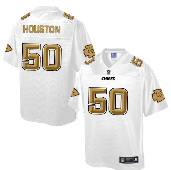 Mens NFL Kansas City Chiefs #50 Houston White Gold Collection Jersey