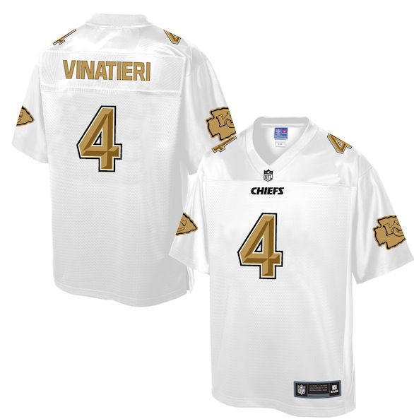 Mens NFL Kansas City Chiefs #4 Vinatieri White Gold Collection Jersey