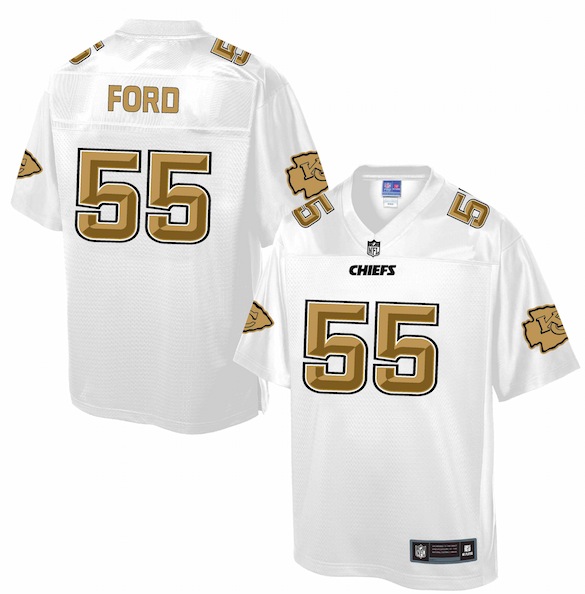 Mens NFL Kansas City Chiefs #55 Ford White Gold Collection Jersey