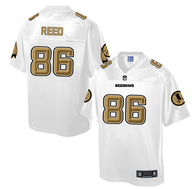 Mens NFL Washington Redskins #86 Reed White Gold Collection Jersey