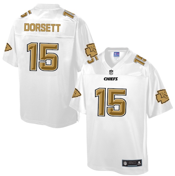 Mens NFL Kansas City Chiefs #15 Dorsett White Gold Collection Jersey