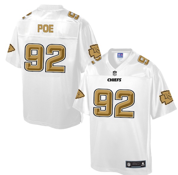 Mens NFL Kansas City Chiefs #92 Poe White Gold Collection Jersey