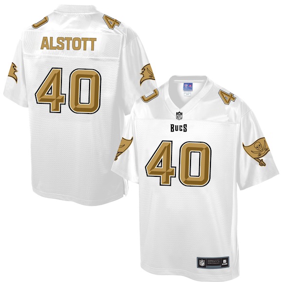 Mens NFL Tampa Bay Buccaneers #40 Alstott White Gold Collection Jersey