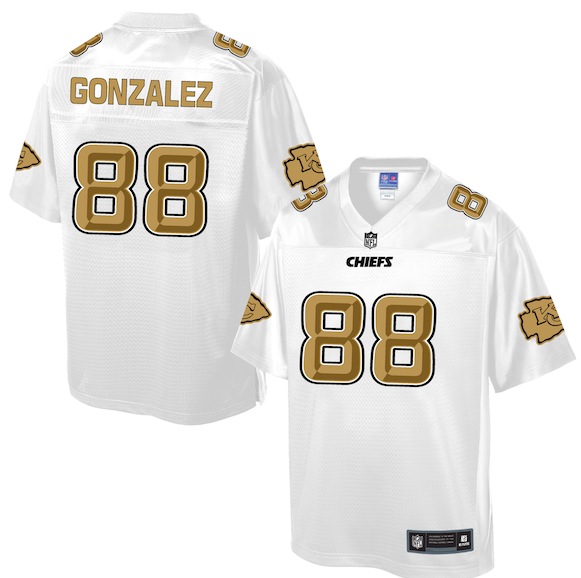 Mens NFL Kansas City Chiefs #88 Gonzalez White Gold Collection Jersey