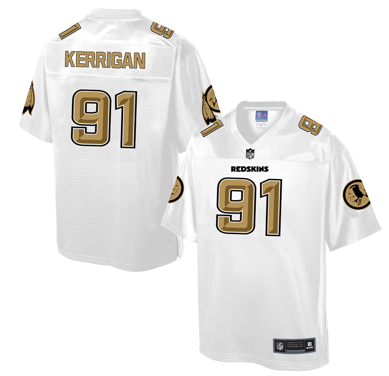 Mens NFL Washington Redskins #91 Kerrigan White Gold Collection Jersey