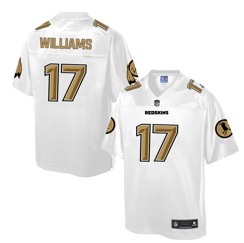 Mens NFL Washington Redskins #17 Williams White Gold Collection Jersey