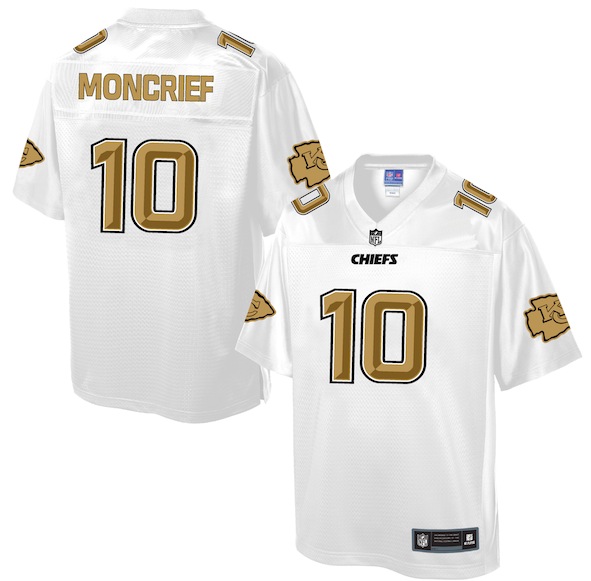 Mens NFL Kansas City Chiefs #10 Moncrief White Gold Collection Jersey