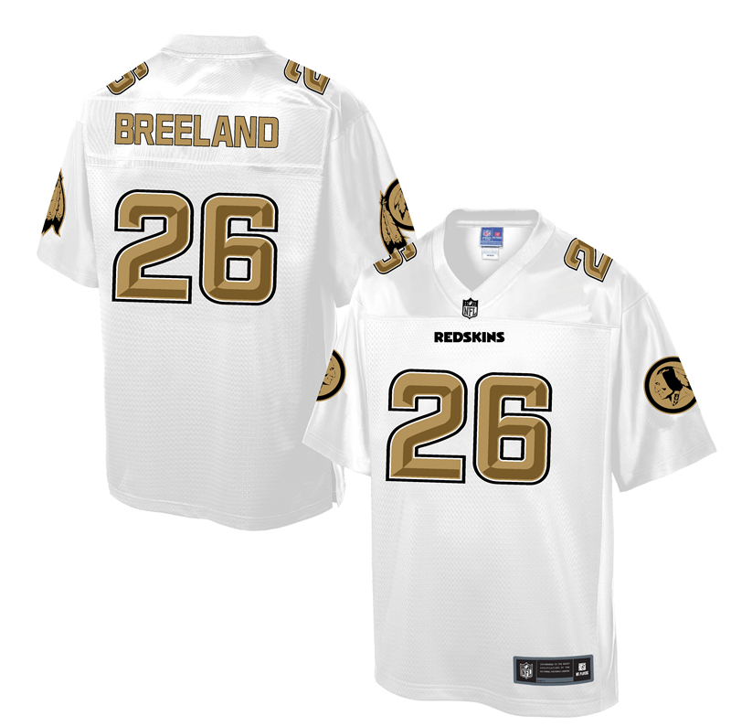Mens NFL Washington Redskins #26 Breeland White Gold Collection Jersey