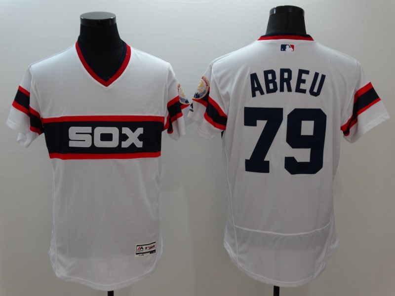 Majestic MLB Chicago White Sox #79 Abreu White Pullover Elite Jersey