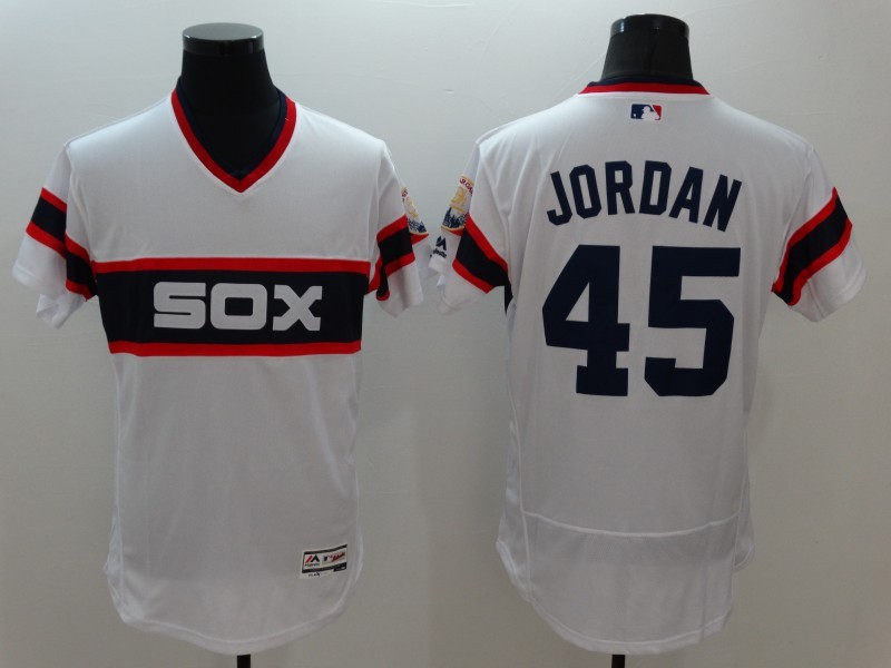 Majestic MLB Chicago White Sox #45 Jordan White Pullover Elite Jersey