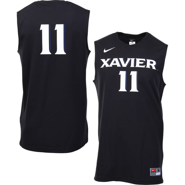 NCAA Musketeers Xavier #11 Black Basketball Jersey