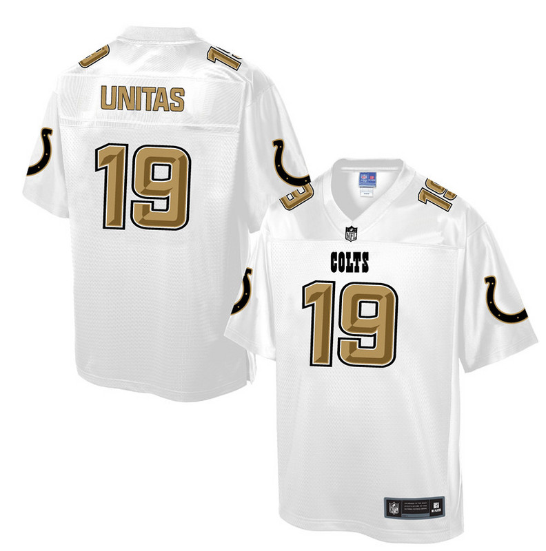 Mens Indianapolis Colts #19 Unitas White Gold Collection Jersey