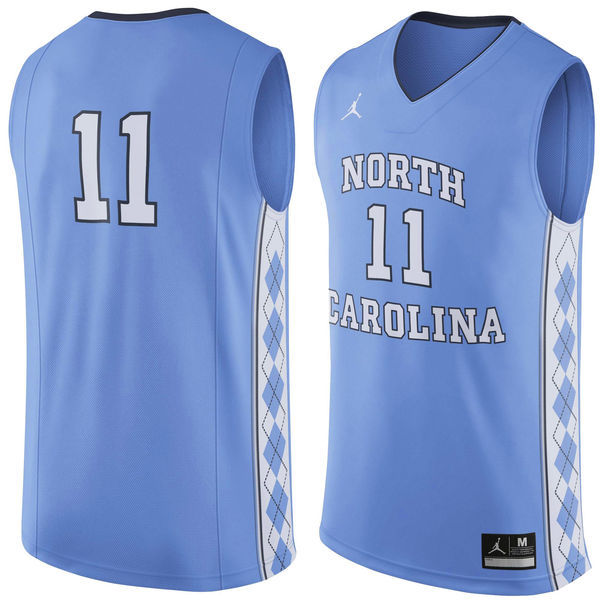 NCAA North Carolina Tar Heels #11 Nike Replica Jersey Carolina Blue 