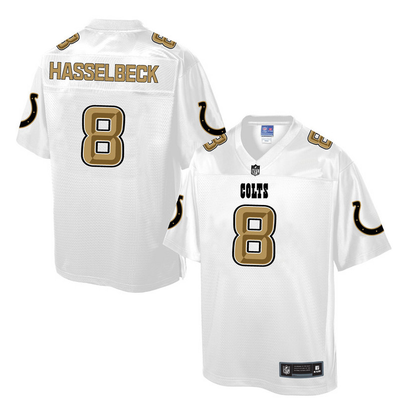 Mens Indianapolis Colts #8 Hasselbeck White Gold Collection Jersey