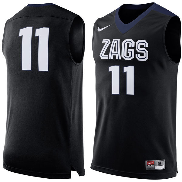 NCAA Gonzaga Bulldogs #11 Nike Replica Jersey - Black